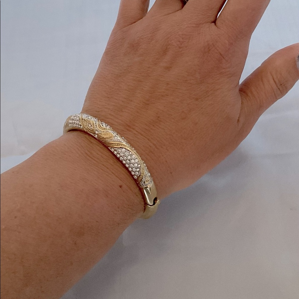 2 Tone Swarovski Crystal Bangle by Bobby Schandra